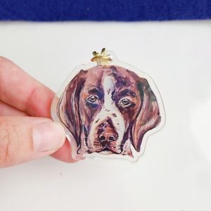 German Shorthaired Pointer Holographic Keychain, Watercolor Dog Illustration
